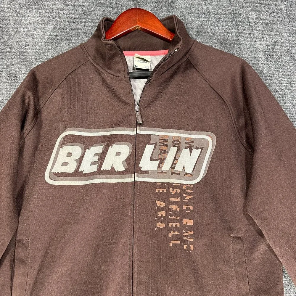 Vintage Blue Marlin SweatShirt Mens Medium Brown Full Zip Pockets Cotton Poly - Picture 5 of 10
